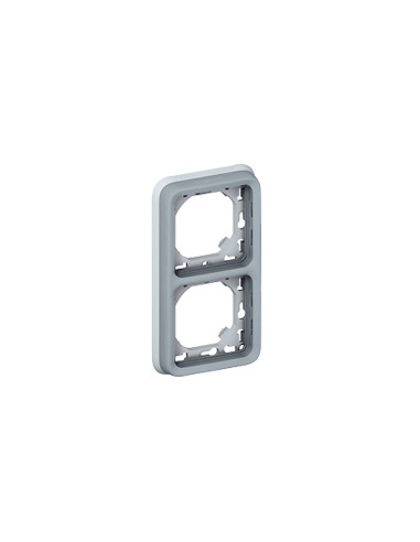 PLAQUE + SUPPORT 2 POSTES VERTICALE GRIS LEGRAND 069685