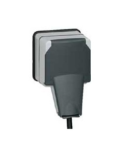 Prise de courant étanche 2P+T avec volet IP66 fiche engagée Plexo composable 16A 250V gris LEGRAND 090485 2