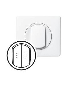 Enjoliveur large Céliane pour double interrupteur , va-et-vient ou poussoir avec voyant Blanc LEGRAND 068004 2