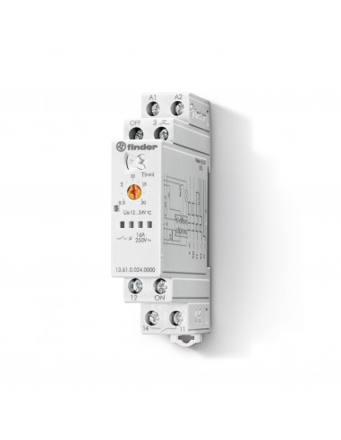 TELERUPTEUR ELECTRONIQUE MODULAIRE 24VAC/DC 1NO 16A MULTIFONCTION: TELERUPT TELERUPT TEMPO REL MONOSTA FINDER 400198