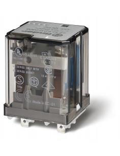 RELAIS DE PUISSANCE EMBROCHABLE 2RT 16A SOUS 250VAC 12VDC BOUTON TEST + INDICATEUR MECANIQUE FINDER 123202