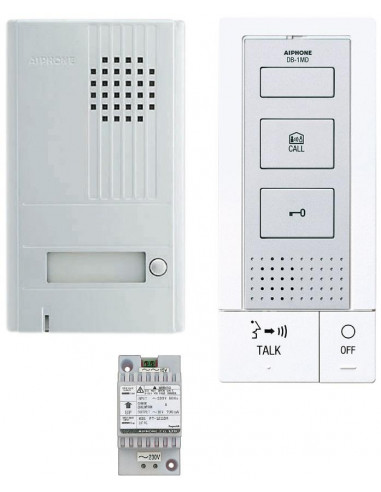 Kit portier audio 2 fils mains libres platine alu saillie DBS1AP AIPHONE 118712