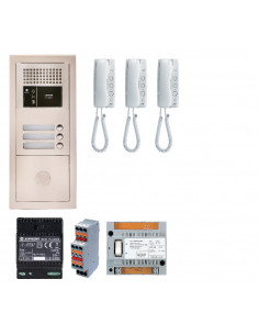 Pack audio bus 3 BP encastré avec module pour T25/VIGIK centrale 3 postes GT1D alim sans transfo gâche AIPHONE 200374 2