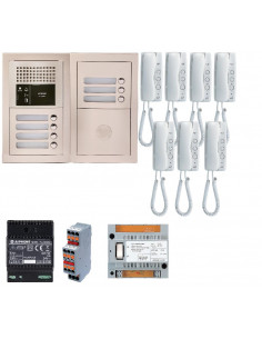 Pack audio bus 7 BP encastré avec module pour T25/VIGIK centrale 7 postes GT1D alim sans transfo gâche AIPHONE 200378 2