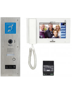 Kit vidéo access boucle magnétique platine inox encastrée JPDVFLBM écran JP4MED et alim. PS2420D AIPHONE JPS4AEDFLBM 130341 2