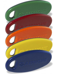 Pack de 5 badges bi couleur pour UGVBT et CUGVBT gris avec bleu jaune orange rouge et vert AIPHONE KEY5 120188 2