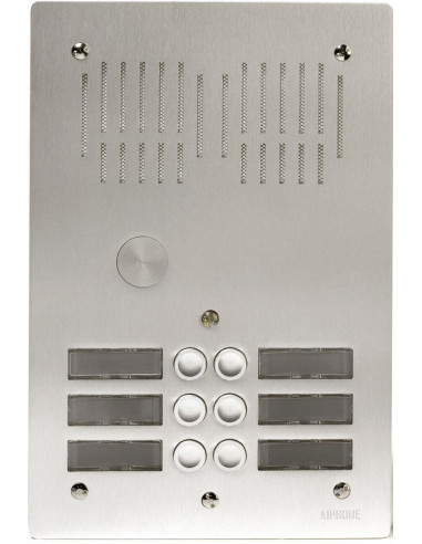 Platine de rue 6 boutons encastree 2 rangees hauteur : 270mm AIPHONE PA6B 100902