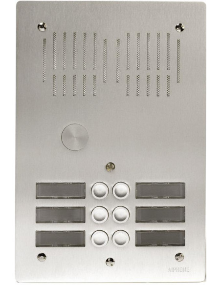 Platine de rue 6 boutons encastree 2 rangees hauteur : 270mm AIPHONE PA6B 100902