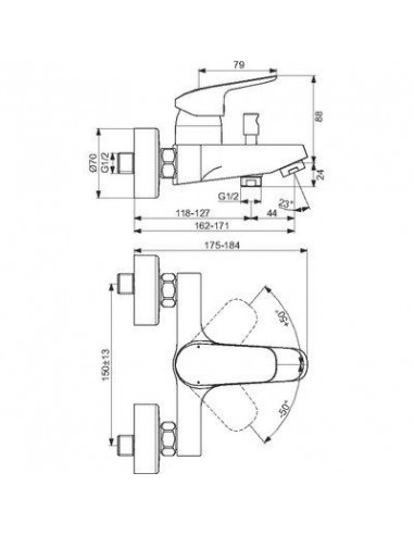 MITIGEUR BAIN DCHE OKYRIS IDEAL STANDARD D0576AA