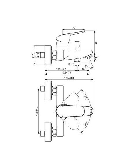 MITIGEUR BAIN DCHE OKYRIS IDEAL STANDARD D0576AA