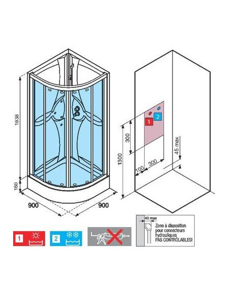 CAB.MEDIA 90 1/4 DE CERCLE NOVELLINI ME2R90M-1AA