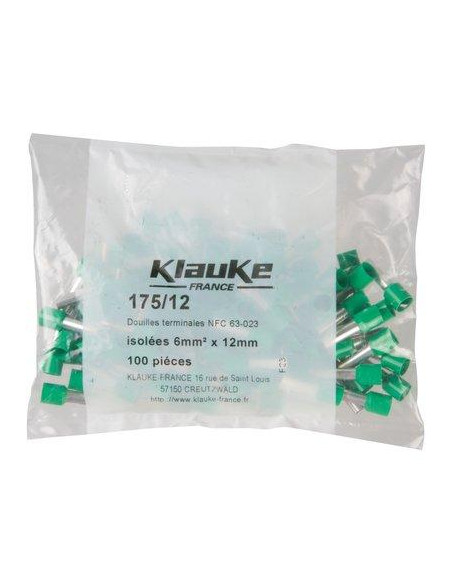EMBOUTS VERTS 6X12 /100 KLAUKE 175/12