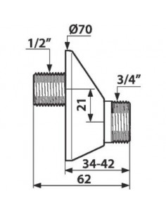RACCORD EXC 21MM M1/2" M3/4" /2 DELABIE 857027.2P 2
