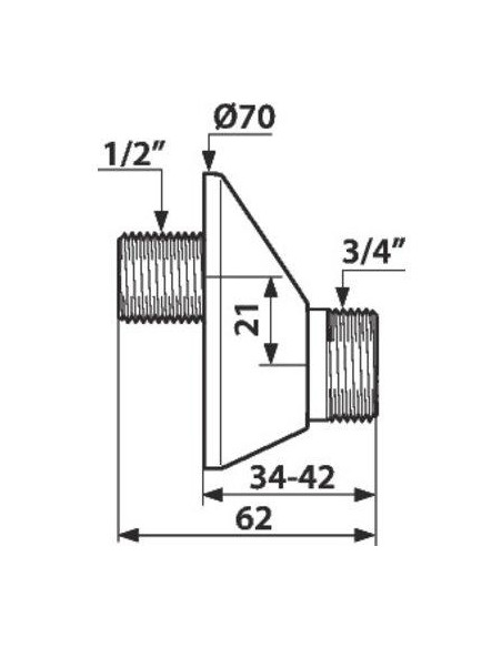 RACCORD EXC 21MM M1/2" M3/4" /2 DELABIE 857027.2P