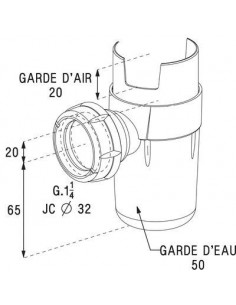 Siphon groupe de sécurité D.32 mm / 1"1/4 Entrée F 1" Orientable 360° GS008 NICOLL 0201169 2
