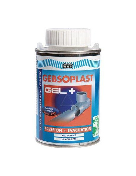 GEBSOPLAST GEL PLUS colle pour raccord en PVC rigide boîte de 250ml avec pinceau 250ML GEB 504748