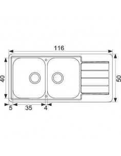 EVIER INOX A ENC 2C1E 116X50 MODERNA EEBM116A03 2