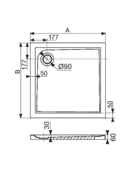 REC CARRE SLAM ACRY 90X90 BLC LEDA L12SLC0090