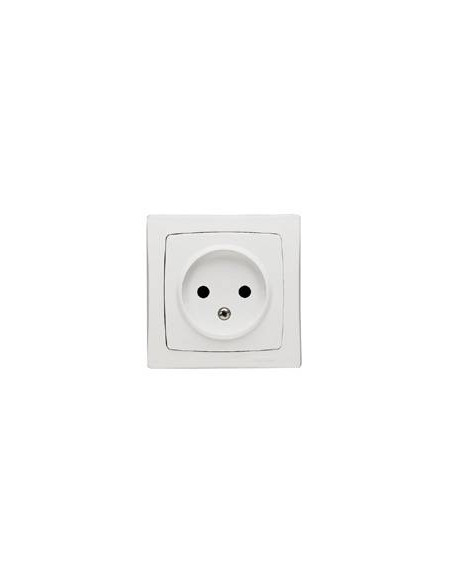 Prise 2 Pôles sans terrre avec éclips de protection saillie complet blanc LEGRAND 086022