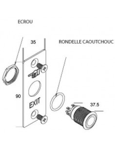 BOUTON POUSSOIR S /PLAQUE INOX SEWOSY PB19NO+NC_4FS_SI 2