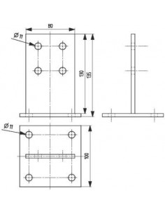 PLATINE EN T 100X100/130X35 GAH ALBERTS 215538 2
