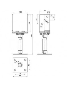 PIED POTEAU REG.A VIS. 150À190 GAH ALBERTS 218058 2