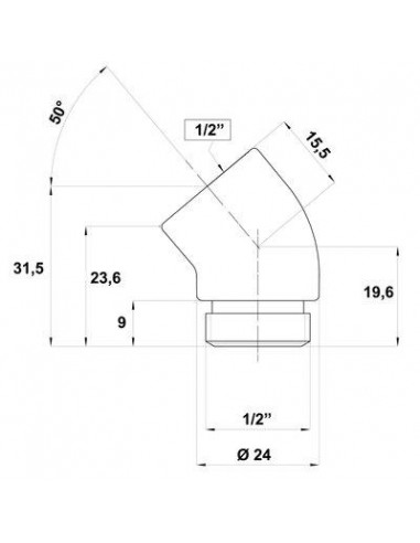 COUDE SUR TABLE MF 1/2 45 ° V00041000030001