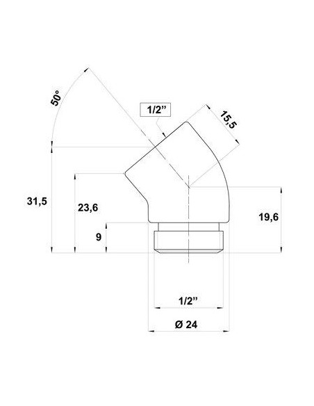 COUDE SUR TABLE MF 1/2 45 ° V00041000030001