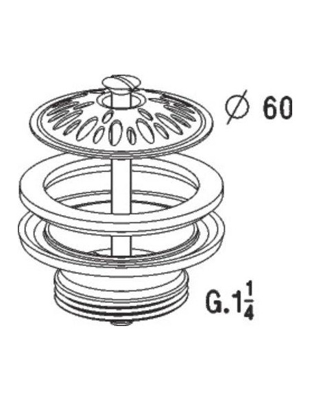 Bonde d'urinoir M1"1/4 polypropylène/élastomère à grille bombée NICOLL 0201100