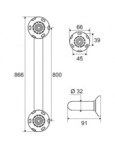 BARRE DROITE LAITON CHR 80CM PELLET 381938 2