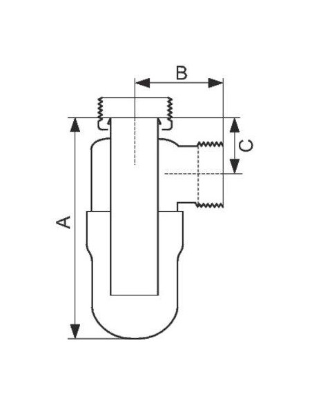 Siphon de laboratoire sans joint Polyéthylène Filetage gaz et artillerie 33x42 Sortie D.40mm SANIFIRST 77051