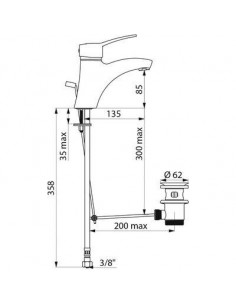 MITIGEUR LAVABO BEC 80 TIRETTE DELABIE 2520T 2