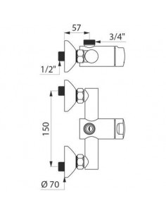 MIT TEMPOMIX 3 MURAL DOUCHE DELABIE 794400 2