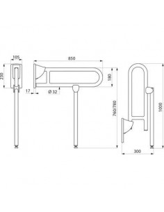 BARRE RELEV AV BEQ D32 L850 DELABIE 510170P 2