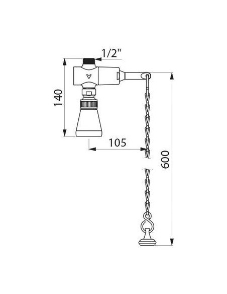 Pomme de douche à chaîne Tempostop Débit 9 l/min à 3 bar DELABIE 747004