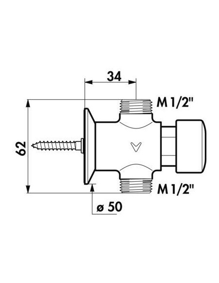 Robinet temporisé Tempostop pour urinoir 15x21 droit pour raccordement en ligne DELABIE 777000