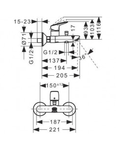 MITIGEUR LOGIS BAIN DCHE HANSGROHE 71401000 2