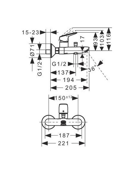 MITIGEUR LOGIS BAIN DCHE HANSGROHE 71401000