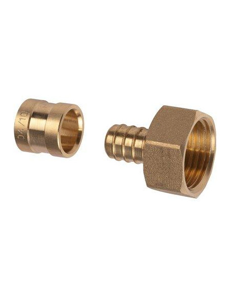 Raccord droit PER à glissement À écrou libre à portée plate Femelle 16-F12X17 PB PBTUB E816