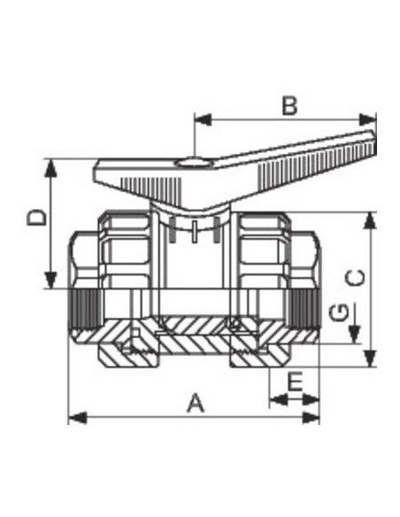 Vanne à bille PVC taraudée PN 16 F15X21 GIRPI VBVE20
