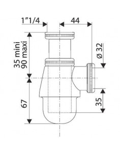 SIPHON BIDET-LAVABO CHR REGL. VALENTIN 14130000000 2