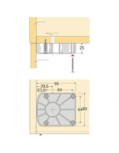 Embase de vérin en ABS Korrekt pour pied réglable HETTICH 61854 2