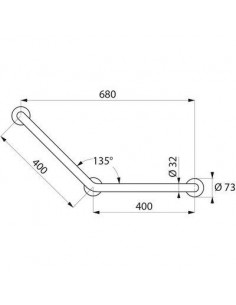 BARRE COUDEE 135° NYL BLC 40CM DELABIE 5081N 2