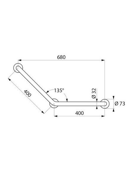 BARRE COUDEE 135° NYL BLC 40CM DELABIE 5081N