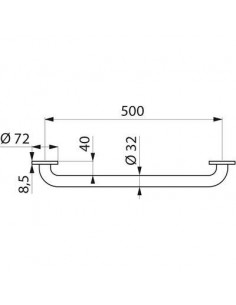 BARRE DRT 500MM INOX D.32 DELABIE 50505P2 2