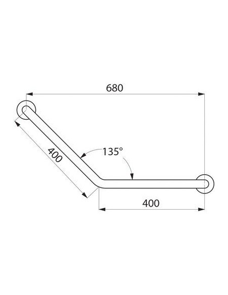 BARRE COUD 135° INOX 40CM D.32 DELABIE 5081P2