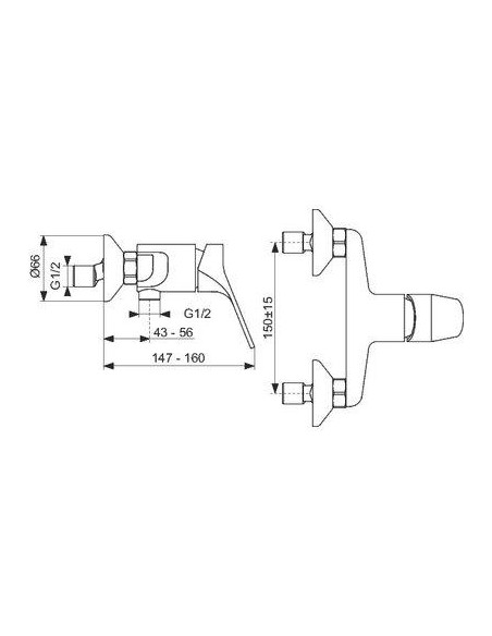 MITIGEUR DOUCHE BRIVE JACOB DELAFON E75765-CP