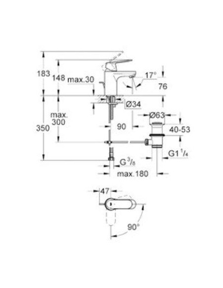 MIT EUROSMART COSMO LAVABO CH3 GROHE 2337700E
