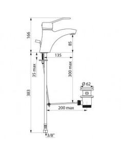 MITIGEUR LAVABO AVEC VIDAGE DELABIE 2520 2