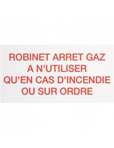 ETIQ ROBINET ARRET GAZ CZ07